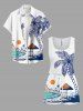 Plus Size Coconut Tree Sun Mountain Seascape Print Cinched Hawaii Romper -  