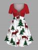 Christmas Tree Elk Plaid Print Plus Size Matching Outfit For Couples -  