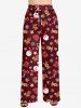Plus Size Women's Christmas Santa Claus Snowflake Gingerbread Candy Print Drawstring Wide Leg Pants -  