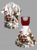 Robe trapèze vintage grande taille à imprimé sapin de Noël, élan, flocon de neige, Père Noël - Rouge XXS