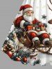 Robe trapèze vintage grande taille à imprimé sapin de Noël, élan, flocon de neige, Père Noël - Rouge 1X