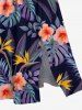 Plus Size Ombre Tropical Leaf Hibiscus Flower Print Hawaii Split Pocket A Line Midi Dress -  