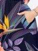 Plus Size Ombre Tropical Leaf Hibiscus Flower Print Hawaii Split Pocket A Line Midi Dress -  
