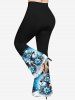 Pantalon évasé grande taille à imprimé ombré et tie-dye avec boules de Noël, flocons de neige, bonhomme de neige - Noir 3X