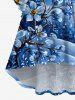 Robe asymétrique taille plus à imprimé flocon de neige, branches de fleurs et ciel ombré, froncée et asymétrique - Bleu Ciel 6X