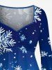 Robe asymétrique taille plus à imprimé flocon de neige, branches de fleurs et ciel ombré, froncée et asymétrique - Bleu Ciel 6X