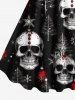 Plus Size Christmas Tree Skull Snowflake Print A Line Dress -  
