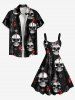 Plus Size Christmas Tree Skull Snowflake Print A Line Dress -  