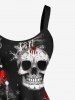 Plus Size Christmas Tree Skull Snowflake Print A Line Dress -  