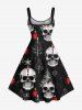 Plus Size Christmas Tree Skull Snowflake Print A Line Dress -  