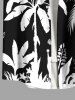 Chemise hawaïenne grande taille à imprimé cocotier, feuilles tropicales, flamants roses et papillons, avec poches boutonnées pour homme - Noir XL