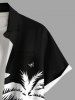Chemise hawaïenne grande taille à imprimé cocotier, feuilles tropicales, flamants roses et papillons, avec poches boutonnées pour homme - Noir 6XL