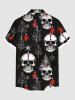 Plus Size Christmas Tree Skull Snowflake Print Button Pocket Shirt For Men -  