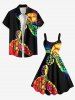 Plus Size Colorful Turtle Print Hawaii Sea Creatures A Line Dress -  