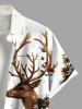 Plus Size Christmas Tree Elk Snowflake Santa Claus Print Button Pocket Shirt For Men -  
