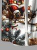 Plus Size Christmas Tree Elk Snowflake Santa Claus Print Button Pocket Shirt For Men -  