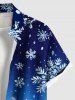Plus Size Christmas Snowflake Flower Branch Ombre Sky Print Button Pocket Shirt For Men -  