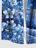 Plus Size Christmas Snowflake Flower Branch Ombre Sky Print Button Pocket Shirt For Men -  