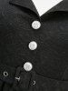 Robe dos nu trapèze grande taille à boutons jacquard à fleurs roses et ceinture amovible - Noir 3X | US 22-24