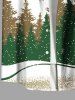 Plus Size Christmas Tree Snowflake Moon Elk Print Buttons Pocket Shirt For Men -  