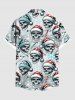 Chemise de Noël grande taille avec imprimé tête de mort, bonbons, flocons de neige et boutons, poche pour homme - Gris Clair 6XL