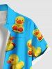 Chemise hawaïenne grande taille à imprimé canards et boutons avec poches pour homme - Bleu Ciel 5XL