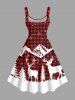 Robe débardeur grande taille à imprimé écossais, motif sapin de Noël, élan, flocon de neige, montagne - Rouge XS