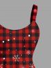 Robe débardeur grande taille à imprimé écossais, motif sapin de Noël, élan, flocon de neige, montagne - Rouge 5X