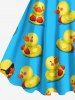 Plus Size Bikini Ducks Print Hawaii Tank Dress -  