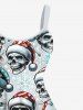 Plus Size Christmas Hat Light Skulls Candy Snowflake Print Tank Dress -  