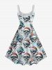Plus Size Christmas Hat Light Skulls Candy Snowflake Print Tank Dress -  