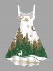 Robe débardeur grande taille à imprimé sapin de Noël, flocon de neige, lune et élan - Blanc XS