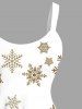 Robe débardeur grande taille à imprimé sapin de Noël, flocon de neige, lune et élan - Blanc 5X