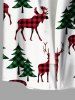 Plus Size Christmas Tree Elk Plaid Print Buttons Pocket Shirt For Men -  