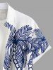 Chemise hawaïenne grande taille à imprimé cocotiers, soleil, montagne, paysage marin, boutons et poches pour homme - Blanc 2XL