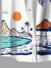 Chemise hawaïenne grande taille à imprimé cocotiers, soleil, montagne, paysage marin, boutons et poches pour homme - Blanc 2XL