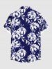 Plus Size Hibiscus Flowers Leaf Print Buttons Pocket Hawaii Shirt For Men -  