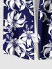 Plus Size Hibiscus Flowers Leaf Print Buttons Pocket Hawaii Shirt For Men -  