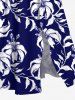 Robe mi-longue hawaïenne fendue à imprimé feuilles et fleurs d'hibiscus grande taille - Bleu Marine XXS
