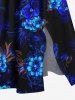Plus Size Flowers Leaf Glitter 3D Print Split Hawaii Midi Dress - Noir 1X