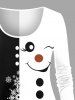 Plus Size Christmas Snowman Snowflake Colorblock Print Long Sleeves T-shirt -  