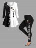 Plus Size Christmas Snowman Snowflake Print Leggings -  