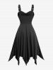 Robe grande taille à paillettes roses, froncée, lacée et à volants. - Noir L | US 12