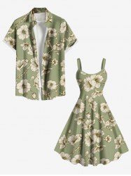 Flowers Print Plus Size Matching Hawaii Beach Outfit For Couples -  