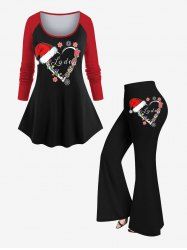 Chapeau de Noël léger, imprimé flocon de neige et cœur, grande taille, tenue assortie pour couples - Noir 