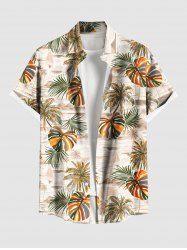 Chemise à poches boutonnées grande taille pour homme, imprimé tropical feuille de cocotier et motif hawaïen, style hawaïen. - Orange M