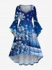 Christmas Snowflake Flower Branch Ombre Sky Print Plus Size Matching Outfit For Couples -  