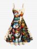 Christmas Tree Ball Star Snowflake Snowman Print Plus Size Matching Outfit For Couples -  