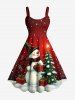Christmas Tree Star Snowman Snowflake Gift Box Print Plus Size Matching Outfit For Couples -  