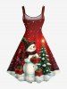 Christmas Tree Star Snowman Snowflake Gift Box Print Plus Size Matching Outfit For Couples -  